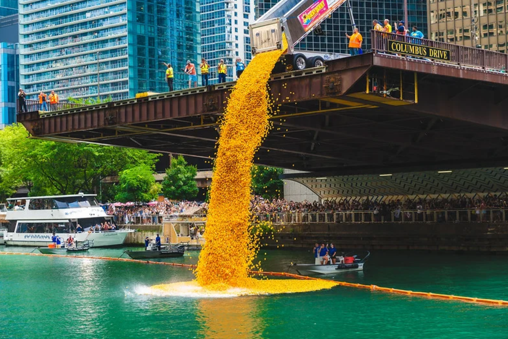 Thousands of Rubber Ducks Race Down Chicago River For Charity